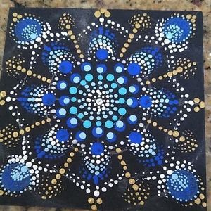Hand Painted Mandala 4"x4" wood square